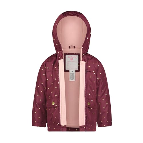 Image of Carter's Toddler & Little Girls' Midweight Fleece Lined Hooded Raincoat Rain Jacket | Lightweight rain coat; Jersey-lined hood for better staying power; Pockets