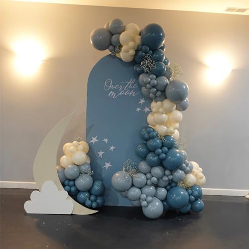 Image of Jobkoo Blue Balloons, 12 Inch 30 Pcs Pale Aqua Blue Balloon Muted Dusty Blue Latex Balloons Matte Retro Powder Light Blue Helium Balloons for Birthday Boho Baby Shower Bachelorette Party Decorations