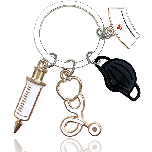 XINCHENG Infirmière Porte Clés avec Seringue Bonnet et Stéthoscope Cadeau Infirmiere Medecin Étudiants en Medecine Cover