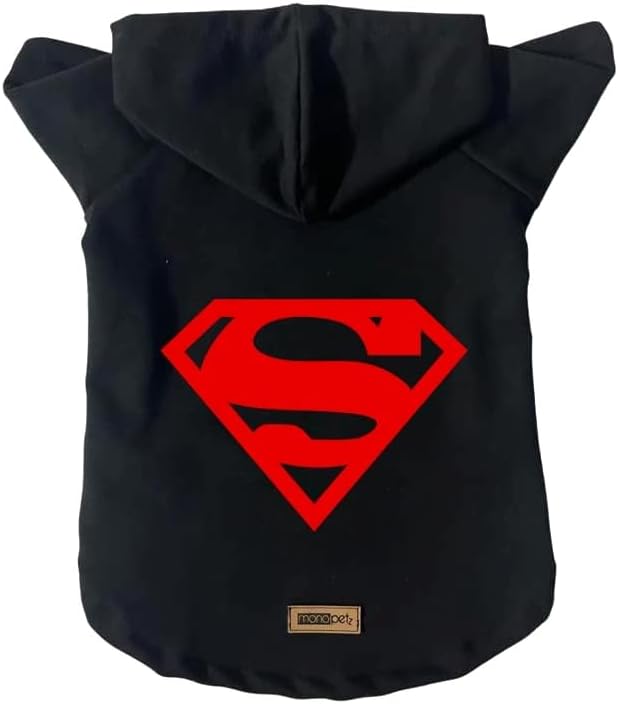 Kapişonlu Sweatshirt Köpek ve Kedi Kıyafeti & Elbisesi - Siyah Superman XS Beden
