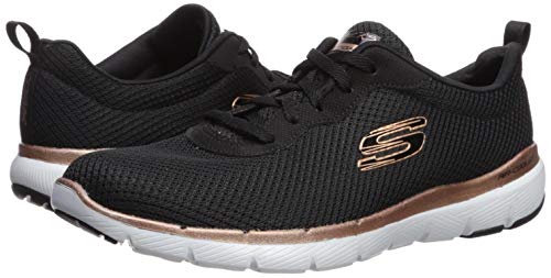 Skechers Women's Flex Appeal 3.0-First Insight Sneaker, Black/Rose Gold, 8 M Us #TOP6
