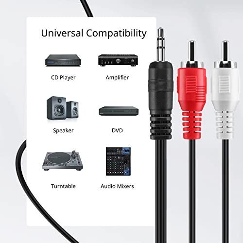 TNP 3,5 mm till RCA Ljudkabel Guldpläterad Y-adapter 10Ft