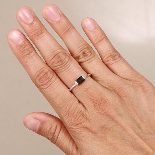 Bague onyx noir en argent 925 de style solitaire pour femme taille 6