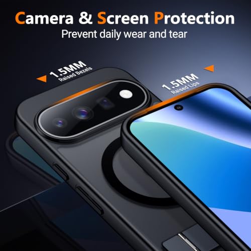 Image of SPIDERCASE Magnetic for Google Pixel 11 Pro XL Case,Built-in Stand,Black | [3 Stand Ways] Invisible Kickstand|Translucent Matte|Drop Protection| Shockproof Slim Case