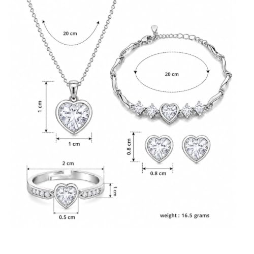Image of Nilu's Collection Rose Gold And Silver Plated Heart Shape Jewellery Set For Women