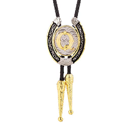 Huabola Calyn Bolo Tie For Men- Golden Initial Letter Abcdmjr To Z Western Cowboy Bolo Tie For Women (Q) #TOP1