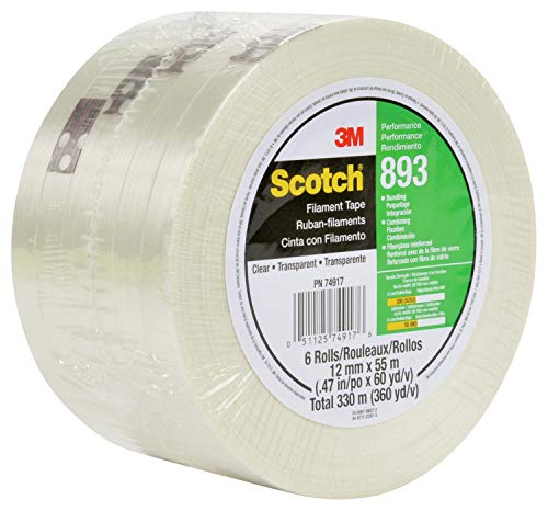Scotch Filament Tape 893, Clear, 48 Mm X 55 M, 6 Mil, Opaque, 2 In (893-48Mmx55M) #TOP1