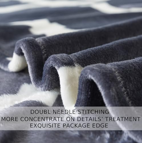 Gray Pattern Throw Blanket, 50x60 Inches Travel Size Microfiber Soft Cozy Fluffy Warm Hand Made Throw Blankets for Couch, Sofa, Chair, Bed, Camping, Picnic,Grey and White - Thumbnail 5