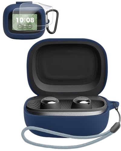 For JBL LIVE BUDS 4 �P�[�X+2���ی�t�B���� YAJOJO ���C�����X �C���[�z�� �[�d�P�[�X�J�o�[ �J���r�i�E�L�[�`�F�[���t�� �V���R���ی�P�[�X �����h�~ �ϏՌ� �h�o �L�Y�h�~ �w��h�~ JBL LIVE BUDS 4 �Ή�(�u��