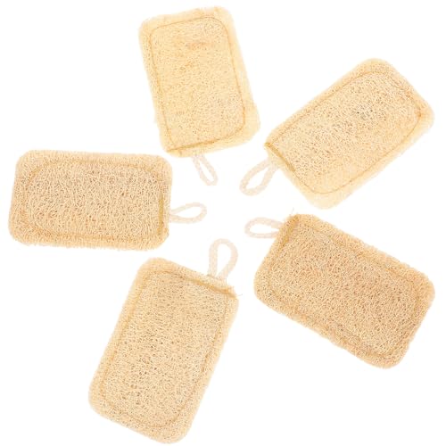 PAMINGONO Juego 5 Cepillos Estropajo de Lufa Natural para Lavar Platos y Ollas Cepillo Suave y Resistente para Limpieza sin Químicos Cocina Reutilizable y Ecológico