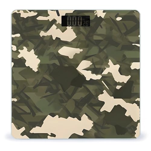 Báscula digital para baño con diseño camuflaje y pantalla LCD
