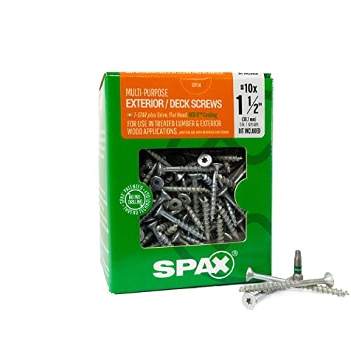 SPAX #10 x 1-1-2 Exterior Flat Head Deck Wood Screws Construction Torx T-Star Plus (625 EA) 5 LB Bit Included Rust Resistant