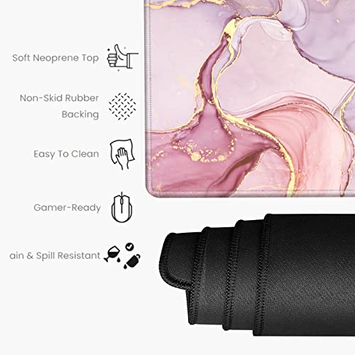 Image of Gaming Mouse Pad Giant 48x24 Desk Mat Oversized Large Mousepad Jumbo Huge Desk Pad Pink Marble Protector Mat XXXL Non Slip Computer Mat for Wireless Desktop Work