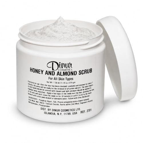 Dinur Cosmetics Almond Honey Facial Scrub Exfoliator for All Skin Types Natural Exfoliation with Almond Meal for Smooth, Radiant and Healthy Skin