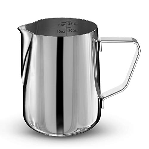 Alician jarra de aço inoxidável para espumar, copo de 350 ml para máquina de espresso, espumador de