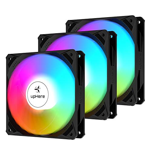 upHere Ventilador de 120 mm 4 pines PWM LED arco iris para PC, ventilador silencioso de alto rendimiento para refrigeración PC, NK12CF4-3