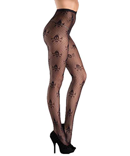 Image of Womens Halloween Stockings Skull Fishnet Tights Spider Web Fishnets