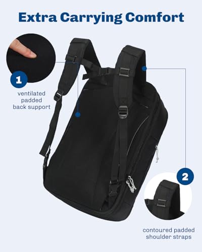 Image of Hynes Eagle Travel Backpack TSA Personal Item Bag Flight Approved Black