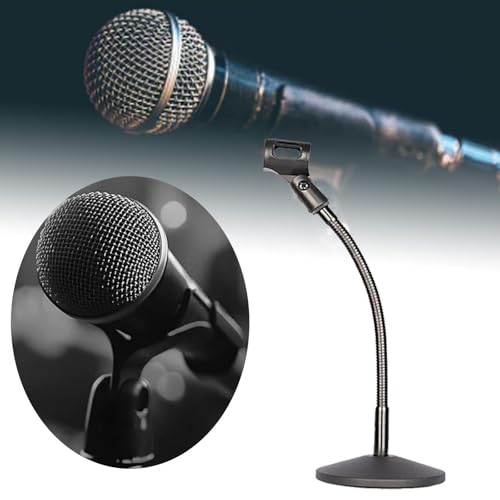 Support de micro col de cygne predolo avec base ronde noire pour bureau