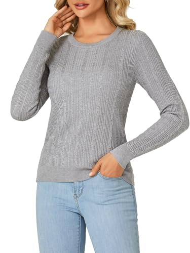 Image of LYANER Women's Fall Rib Knit Crewneck Fitted Long Sleeve Pullover Sweater Top