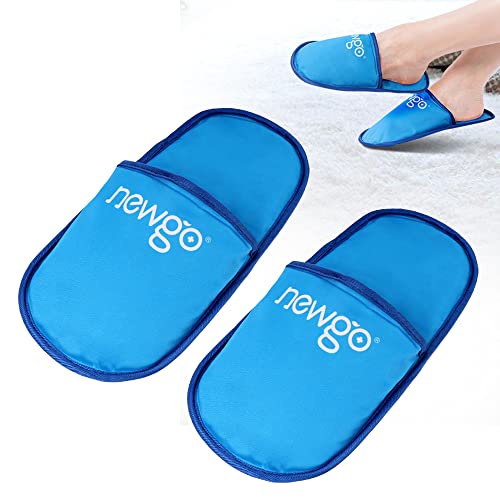 NEWGO Ice Pack Slippers for Foot Injuries, 2 Pack Hot Cold Therapy Feet Ice Packs Gel Ice Slippers for Plantar Fasciitis, Swollen Feet, Hot Feet, Chemotherapy, Neuropathy, Achy Feet - Blue