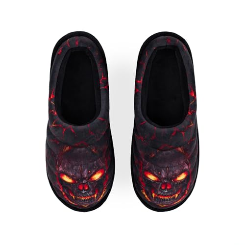 Slippers for Women Skull Memory Foam Slippers Warm Soft Ladies House Shoes with Non-Slip Rubber Soles