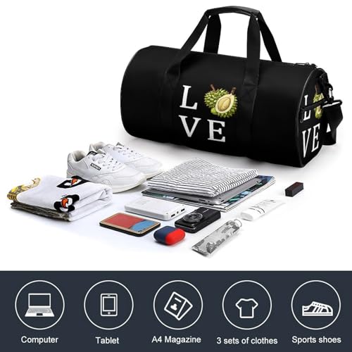 I LOVE Durian Gym Bag Lightweight Carry On Duffel Bag Athletic Sports Travel Bag Weekender Bag for Men Women4