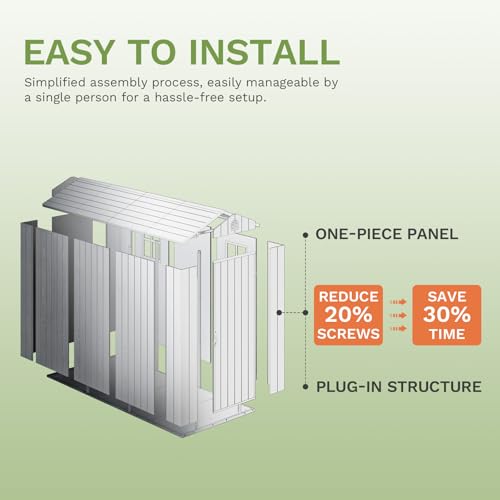 Image of Patiowell 4 x 8 FT Plastic Outdoor Storage Shed with Floor, Garden Tool Resin Storage Shed with Two Windows and Single Lockable Door for Garden, Backyard, Lawn, Easy to Install, Light Gray