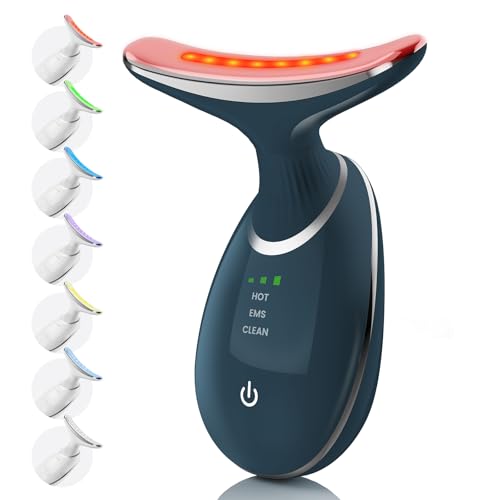 Face and Neck Massager Portable Red Light Therapy for Face Type-C Rechargeable Facial Beauty Device with 3 Beauty Modes-7 Color LED Face Sculpting Wand Tool for Home SkinCare|Gifts fot Women-Charcoal
