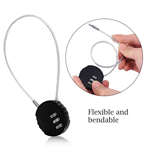 Foto von 3 Stücke Gepäckschlösser Set, Combination Lock Kofferschloss Klein Spind Zahlenschloss Vorhängeschloss 3 Stellig Reisevorhängeschloss mit Drahtseil für Reisen, Schließfächer, Urlaubskoffer