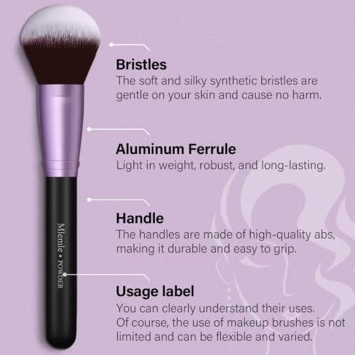 Image of Makeup Brushes Set, Mlemle Professional 25 Pcs Makeup Kit, Include Foundation Powder Blush Concealers Eye shadows 21 Pcs Makeup Brushes and 2 Powder Puff, 2 Makeup Sponge(B01-Purple)