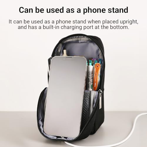 Image of KOKUYO Pencil Case Pouch, Standing Pen Pouch Bag, Foldable Magnetic Stand up Phone Pencil Holder Organizer, Large Capacity Portable Pencil Box for Office, Home & College Use. (Mag Critz Neo - Black)