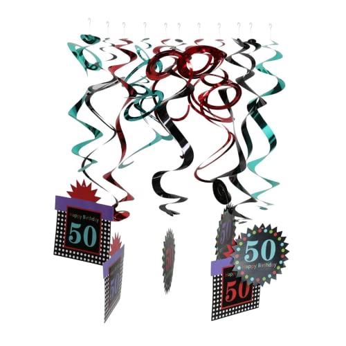 Image of Wanna Party 50Th Birthday Swirl Decoration (Pack of 12),Multicolor