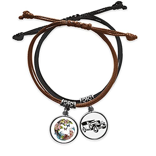 La géométrie de la carpe oiseau lotus bracelet corde main chaîne cuir