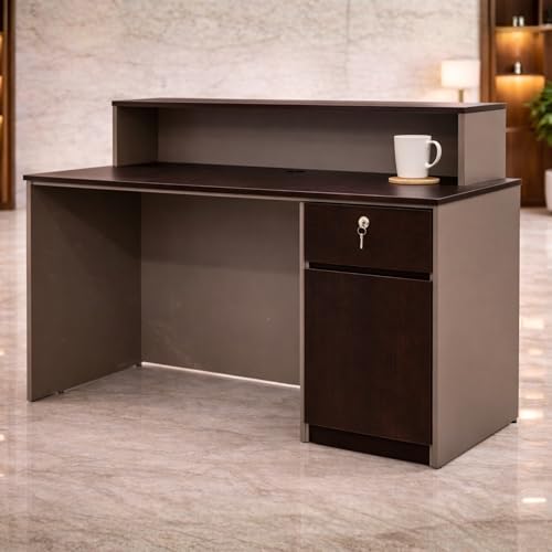 Image of Modern Reception Desk for Office, Hotel, Salon, Clinic, Spa & Commercial Lobby | Luxury Particle Board Reception Counter Table for Front Office Welcome Area - (LDL-478 LPB L6W2)