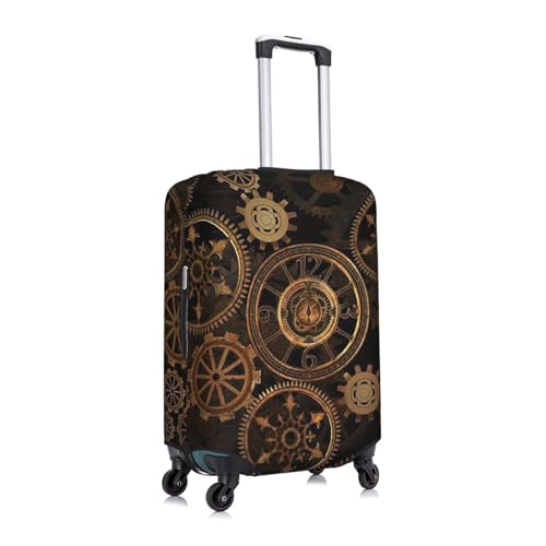Gears Clock Bronze Century Print Luggage Suitcase Covers Elastic Washable Luggage Protector Luggage Covers For Suitcase3