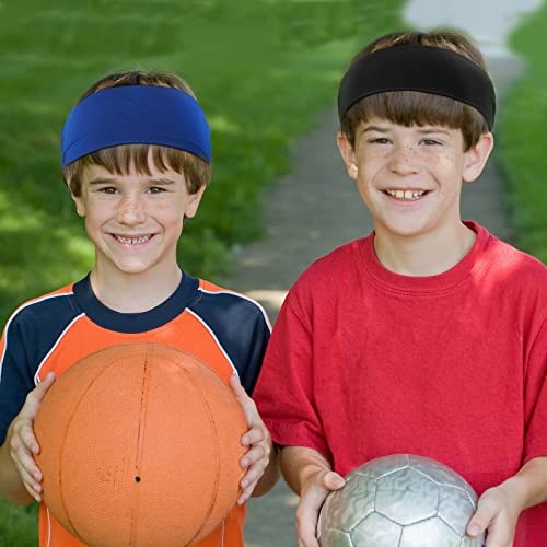 Image of Zhanmai 12 Pieces Boys Headbands 16 Inch Kids Sweatbands, Soft Athletic Sports Head Sweatband Headbands Wicking Elastic Hairband for Girls and Boys