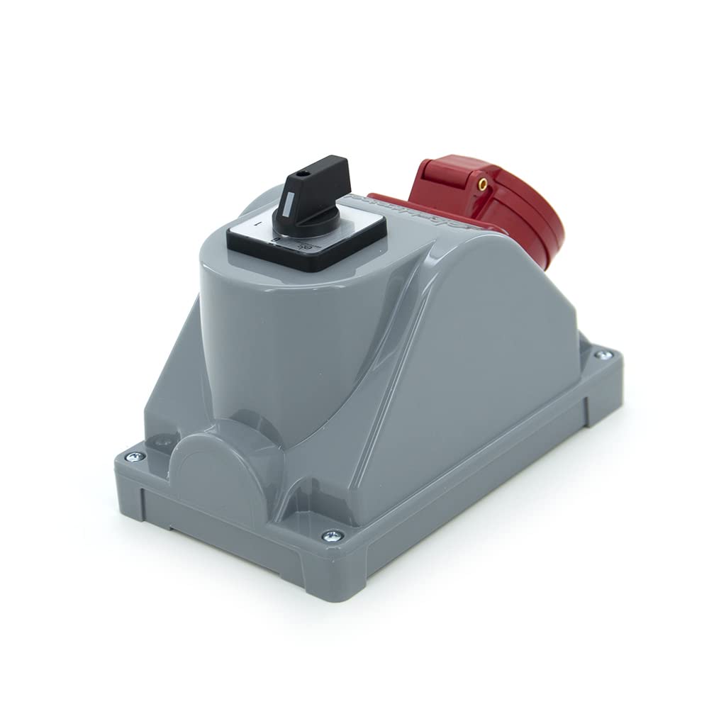 ELS Elektrotechnika Distributore da parete con interruttore 0-1 e Schuko 1 x 230 V + 1 x prese CEE 16 A, cablato, pronto per il collegamento per garage, officina, fabbrica, ambienti umidi