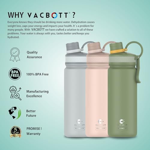 Image of Clay Craft VACBOTT Zing Double Walled 18 Hours Hot and 24 Hours Cold Insulated Flask 780ML, 2 Pcs|Easy to Carry|Gym Bottle|Home|Kitchen|Hiking|Travel Bottle|BIS Certified|1Year Limited Warranty