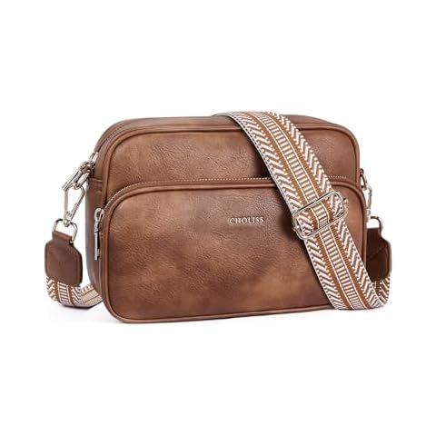 CHOLISS Small Purses for Women, Travel Purses Anti Theft Crossbody Bags for Women, Vegan Leather with Adjustable Wide Guitar Strap Cover