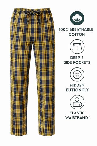Men's 100% Cotton Flannel Lounge Pants – Lightweight, Breathable Sleepwear with Pockets – Ideal for Summer & Relaxation4