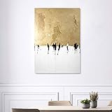 Faicai Art Abstract Metallic Gold Paintings Canvas Wall Art Thick Texture Palette Oil Paintings With White Background Modern Home Decor Pictures for Living Room Office Wall Decorations Framed 24