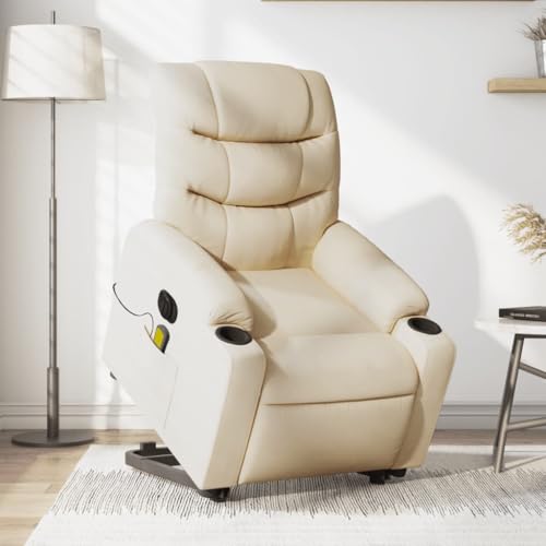 Vetnasa Sillón de Masaje eléctrico reclinable elevable Tela Crema Mobiliario, Sillas, Sillones Crema 29,7 KG