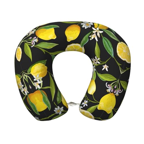 Almohada para cuello de poliéster con diseño limón amarilla miniatura 1