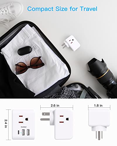 Multi Plug Outlet Extender With Usb Outlets, Power Strip Non Surge Protector Electric Outlet Splitter With 3 Usb Wall Charger (1 Usb C), Multiple Outlet Expander For Cruise, Dorm, Travel, Home, Office #TOP4