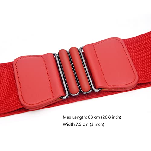 Retro Wide Cinch Belt Womens Corset Waist Band Vintage Bandage Elasticity Girdle Wrap Gothic Elastic Waist Belt with Flat Buckle for Costume – Red3
