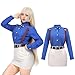 DAZCOS Women's Cosplay Costume Slim Shirt Skirt with Tie Suspender Glasses (X-Large)
