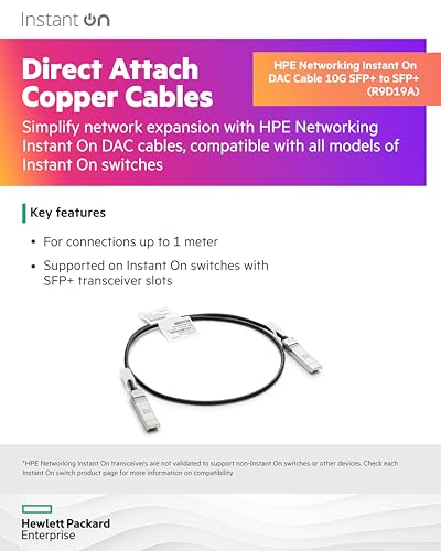 Image of Aruba Instant On 10G DAC Cable for Connections up to 1 Meter (R9D19A)