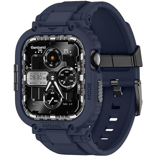 amBand for Series 11/10 Fits Apple Watch Bands Case 46mm Men, M1 Sport Durable Bumper compatible with iWatch 46 mm, Waterproof Gym Workout Accessories for Running Swimming Boating - Navy Blue