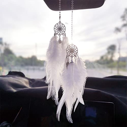 Mini Attrape-rêves pour Rétroviseur de Voiture - Pendentif à Plumes, Décoration d'Intérieur et Accessoires de Voiture